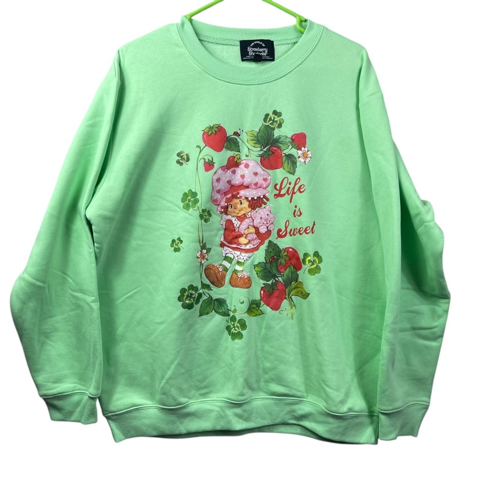 Strawberry Shortcake Life Is Sweet Sweatshirt Womens XL Green Cotton